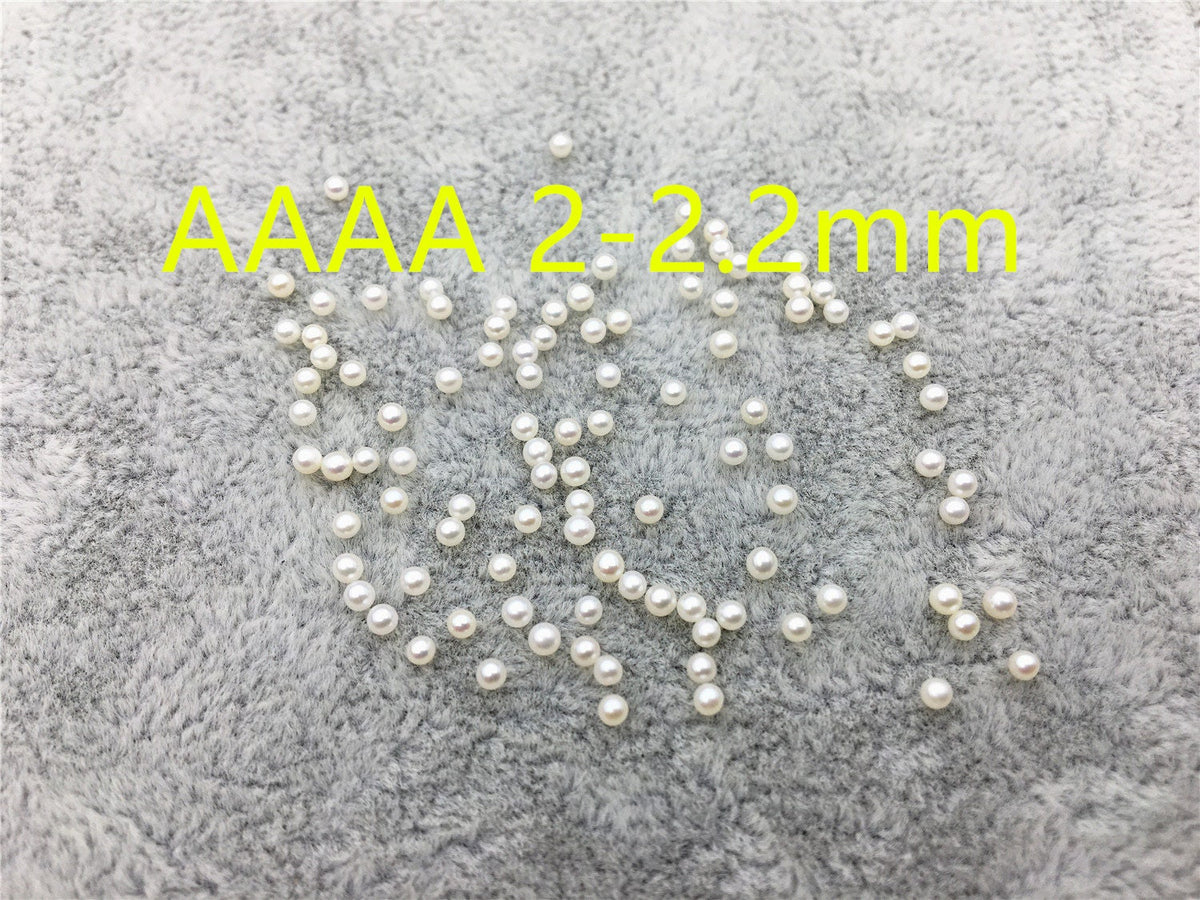 5pcs AAAA 2-2.2mm white round seed freshwater pearls,no hole,tiny pearl supply,good quality,through hole,RP2-4A-1