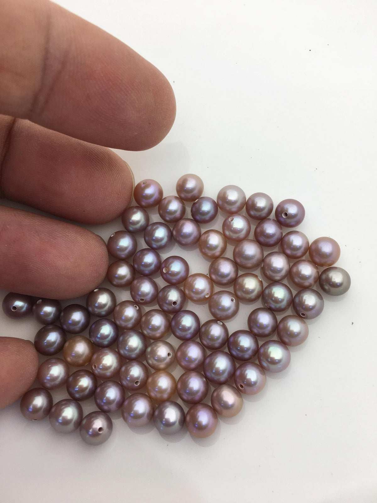 10pcs AAA 6-6.5mm purple round freshwater pearls,0.9mm half hole,RP6-3A-1