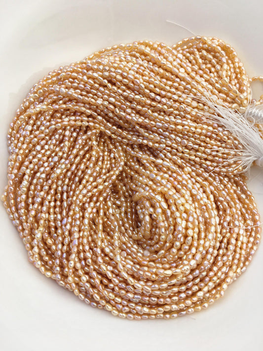 AAA 2.5-3.1mm orange pink nugget seed pearls, irregular nugget freshwater pearl strand, cheap price, pearl factory china, LM2-3A-23