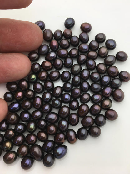 30pcs AAA 6-7mm deep brown rice freshwater pearl beads,no hole,LR6-T7