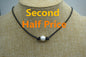 Leather Pearl Choker, High Luster pearl, Pearl Leather Necklace, White Freshwater pearl, Black Leather Pearl necklace, LIGHT BROWN, Le1-036