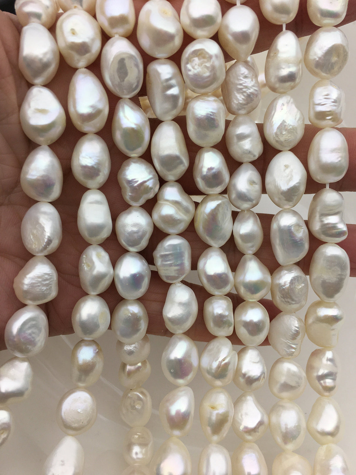 LONG AA+ 11mm White nugget freshwater pearls,white baroque pearl,LM11-2A-11