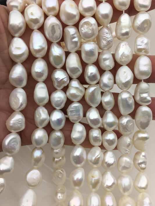 LONG AA+ 11mm White nugget freshwater pearls,white baroque pearl,LM11-2A-11