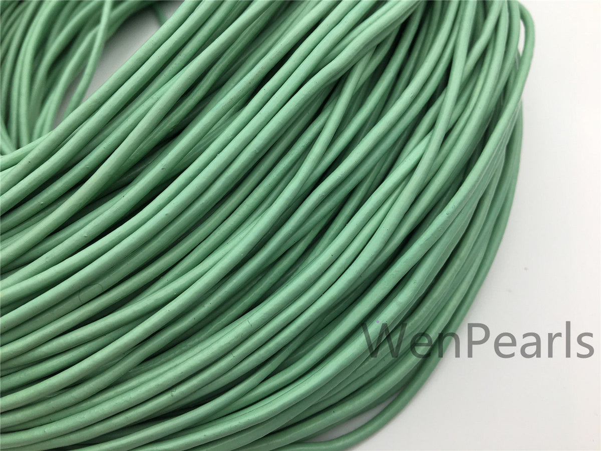 1.5mm,2mm Light Green Leather Cord,1 yard,5 yards,10 yards,round leather cord,DIY leather cord,LC2-114
