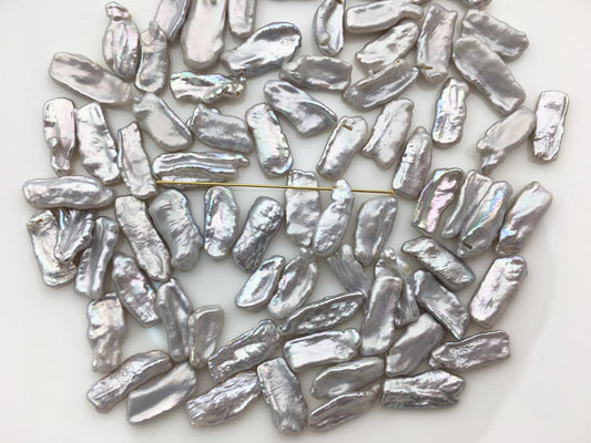 20pcs AA+ 6-7.5mm Gray Thin Biwa keshi Freshwater Pearl,top two-eight drill,ZS-129-1