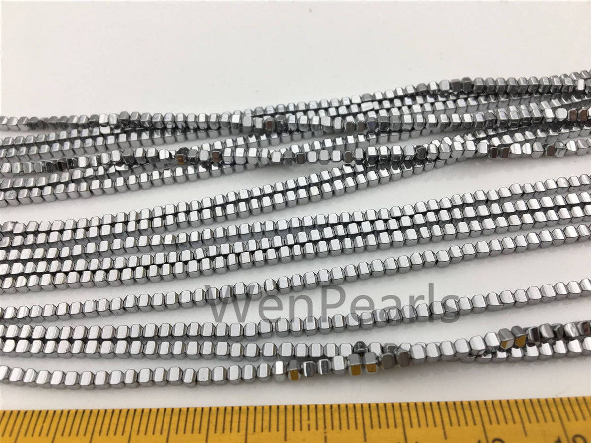 Hematite silver Gray,2mmx2mm cube square Beads,AAA, 15.5 inches,G50-CU22-006-4