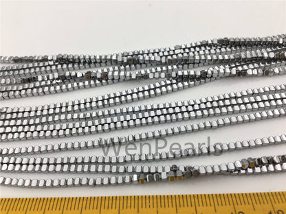 Hematite silver Gray,2mmx2mm cube square Beads,AAA, 15.5 inches,G50-CU22-006-4