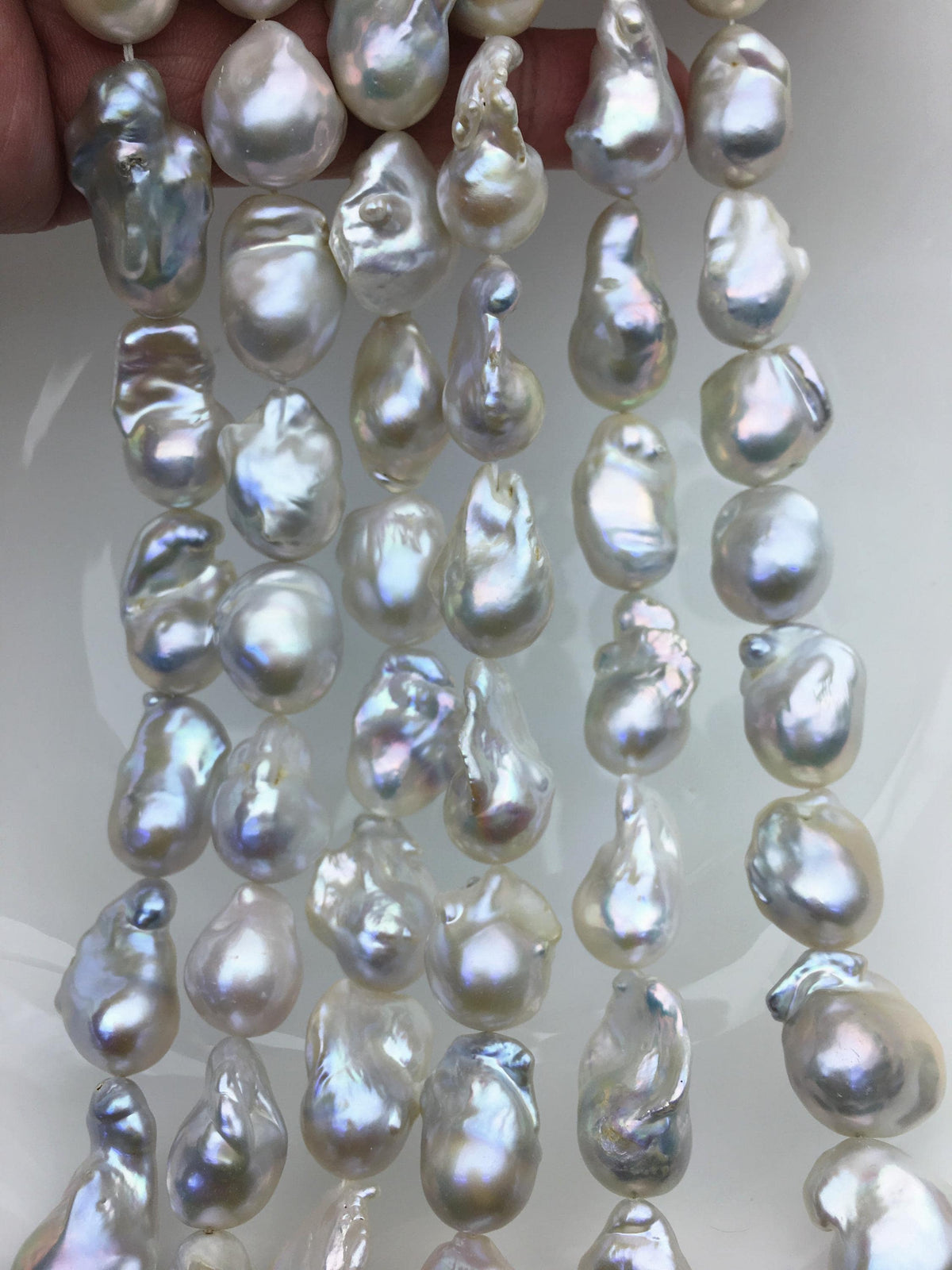 15.5'' AAA- 13-16mm Natural White flame ball pearl,FL15-3A-7-34