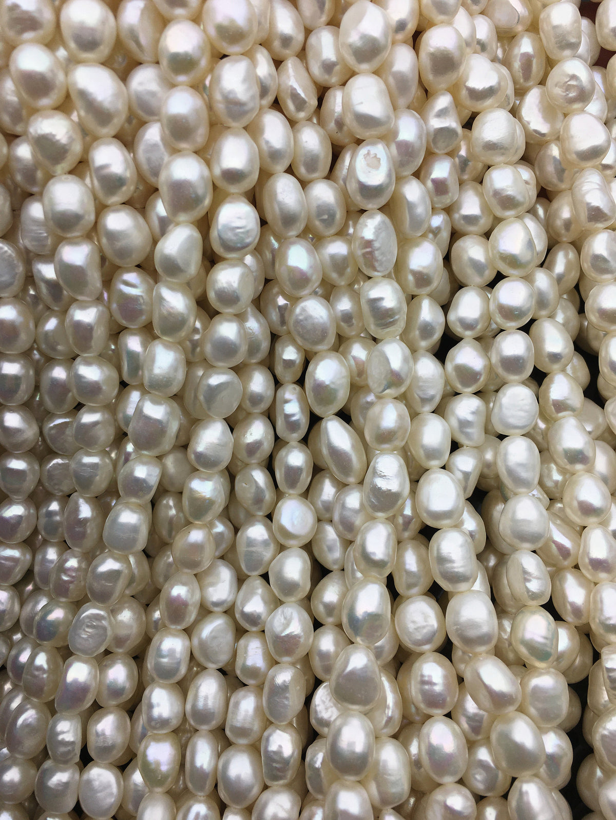 AAA- 7.4-8.4mm white nugget freshwater pearls,white cultured freshwater baroque pearl bead string,LM8-3A-12