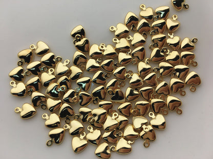 30pcs 6.5mm Yellow Gold Heart for DIY,copper plated 18k gold for make necklace,AAL-003-10