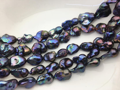 15.5'' AA 12-16mm Green Black Rainbow flame ball pearl,FL15-2A-5-19
