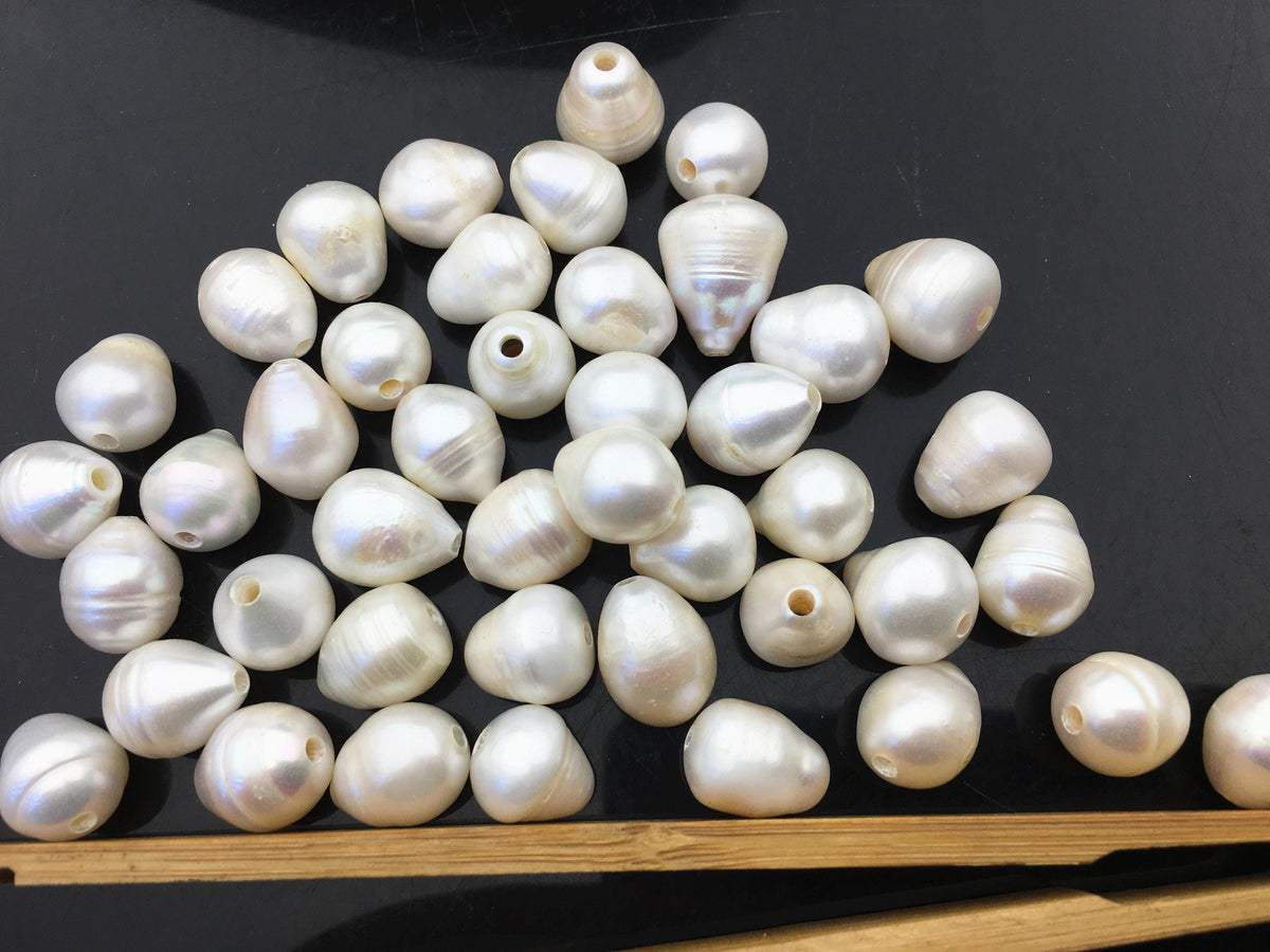 20pcs AA 11.3-13mm Big White teardrop pearls,2.2mm large hole,LR12-2A-2