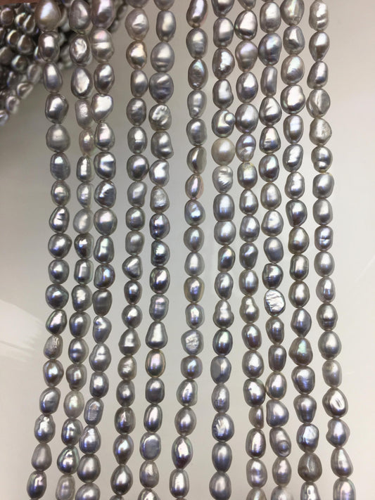 2 strands AA+ 4-5mm gray nugget freshwater pearls,irregular nugget freshwater pearl strand,LM4-2A-3