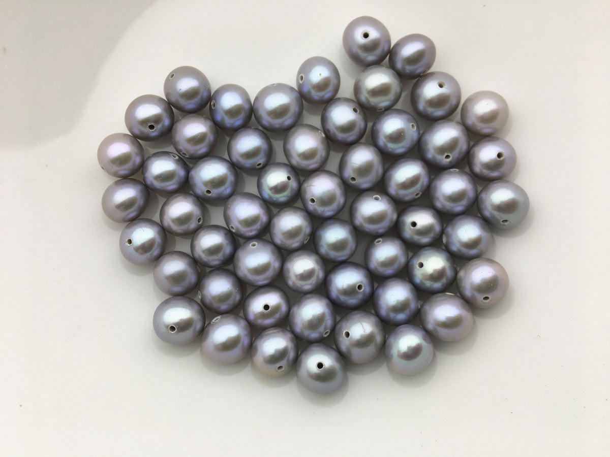 10pcs AAA+ 6.4-7.3mm gray near round freshwater pearls,0.7mm through hole,RP7-T6