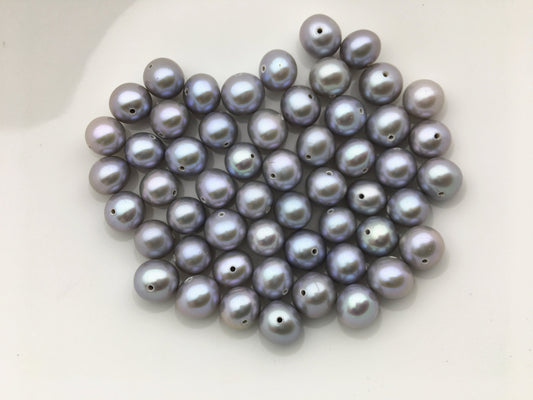 10pcs AAA+ 6.4-7.3mm gray near round freshwater pearls,0.7mm through hole,RP7-T6