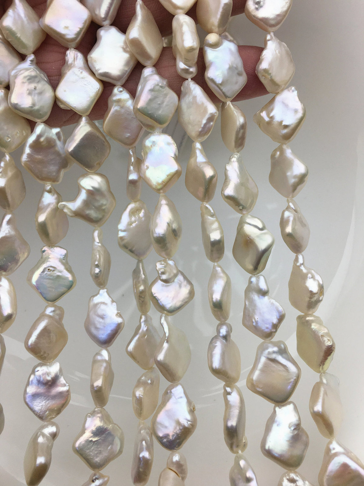 AA 13-14mm white square Shape Freshwater Pearl,ZS-113-4