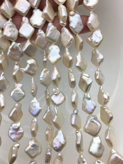 AA 13-14mm white square Shape Freshwater Pearl,ZS-113-4