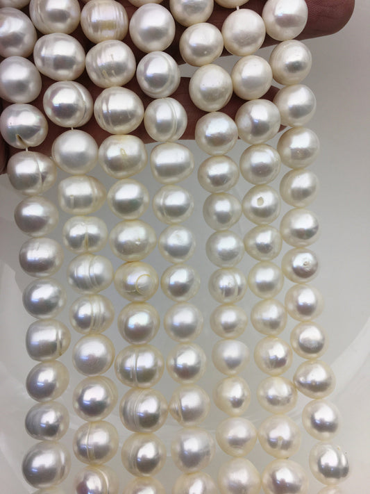 AA 10.4-11mm white Near Round potato freshwater pearls, 1.5mm, 2.0mm, 2.2mm, 2.5mm, 3.0mm big hole, pearl for DIY, CR10-2A-SLWc-1