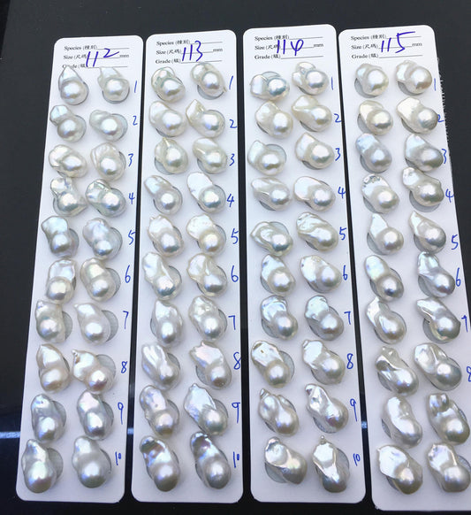 1 pair AAA 12-16x18-25mm White Flameball Pearl Pairs,0.9mm top half hole,FL15-3A-8-55