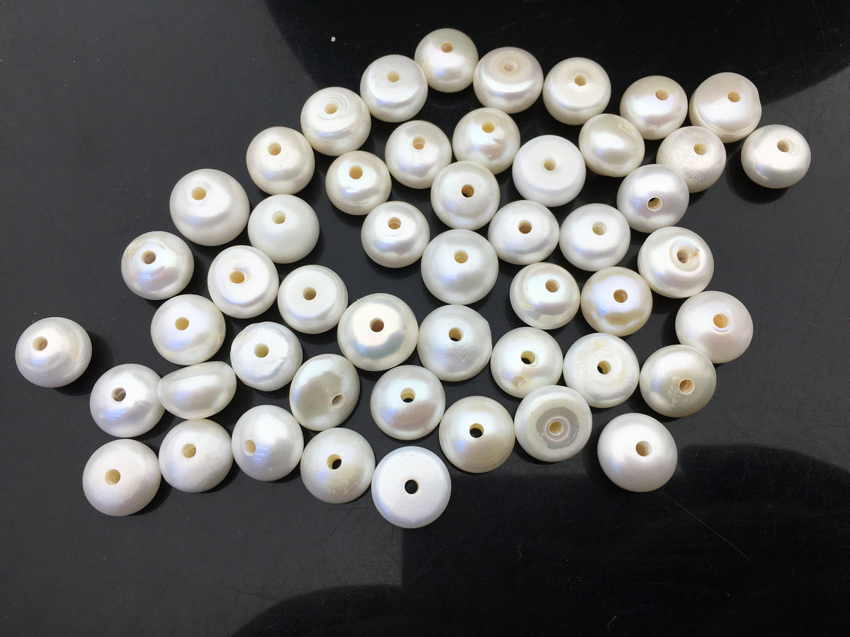 20pcs AA+ 12-14mm Big white button freshwater pearls, 2mm large hole, Rondelle pearl Beads, loose freshwater pearl, DIY material, SM13-2A-1