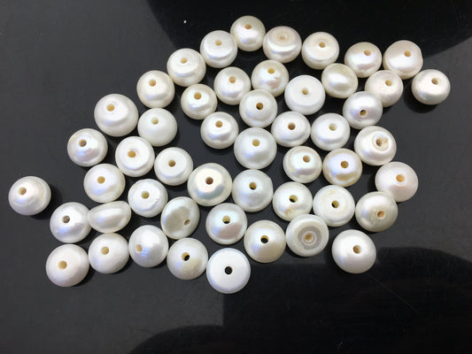 20pcs AA+ 12-14mm Big white button freshwater pearls, 2mm large hole, Rondelle pearl Beads, loose freshwater pearl, DIY material, SM13-2A-1
