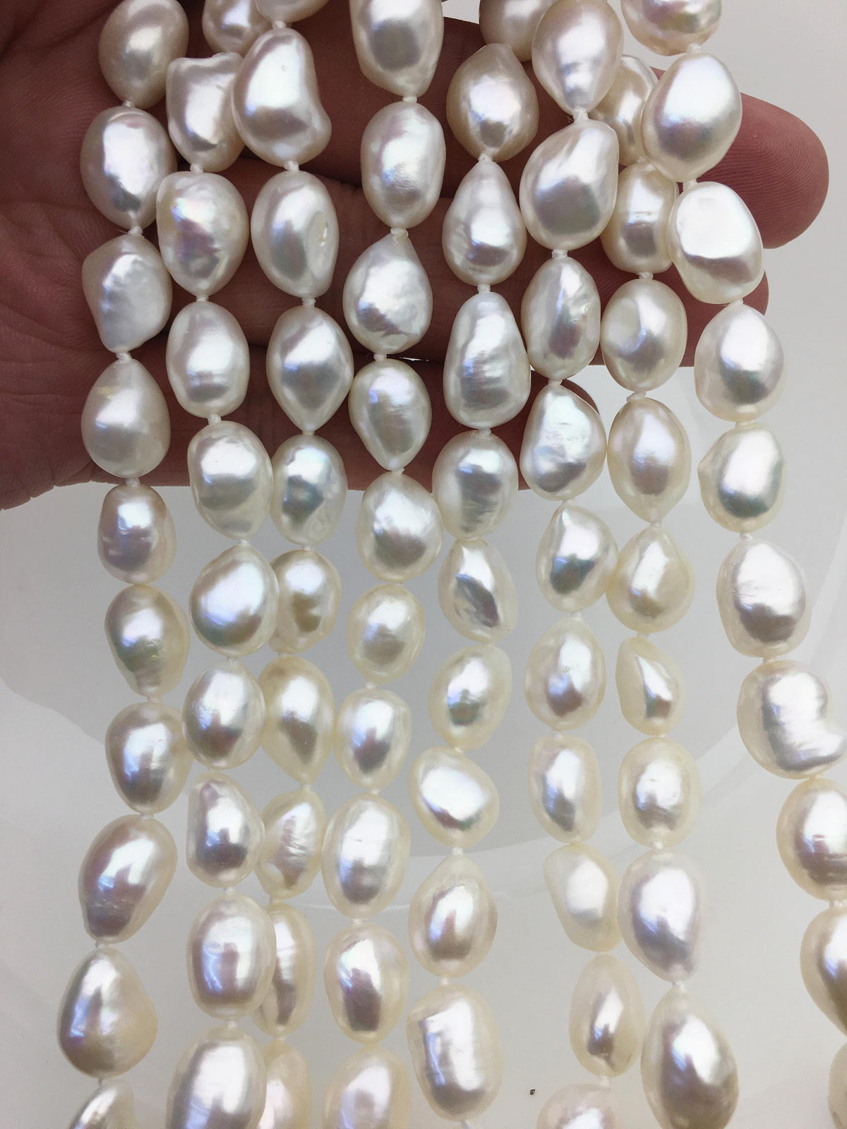 17'' AAA 10mm big white nugget freshwater Pearl necklace,NPN1-017