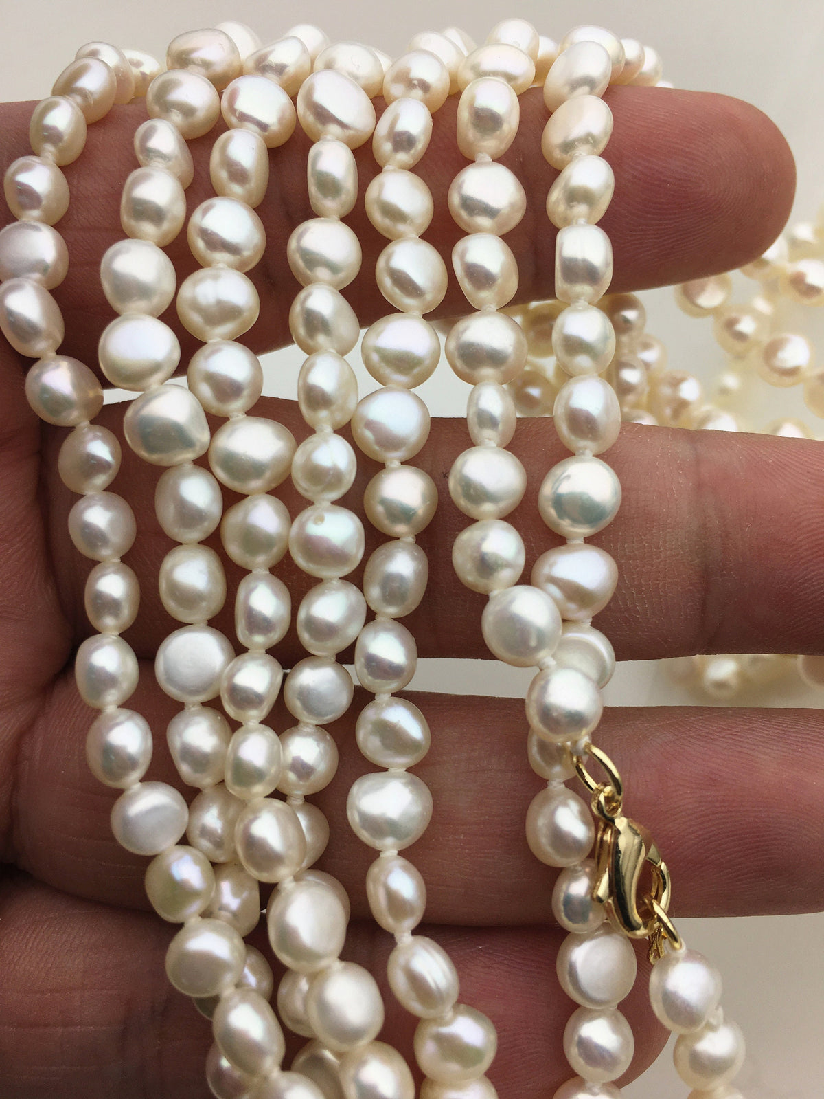 1pc AAA 17+2'' 5-5.5mm White Nugget Pearl necklace,pearl necklace, NPN1-012