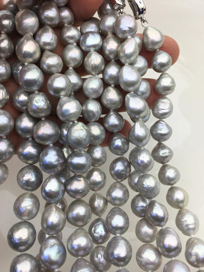 17.5‘’ AA+ 10-12mm gray drop edison freshwater Pearl necklace,genuine freshwater Pearl necklace,NPN1-134