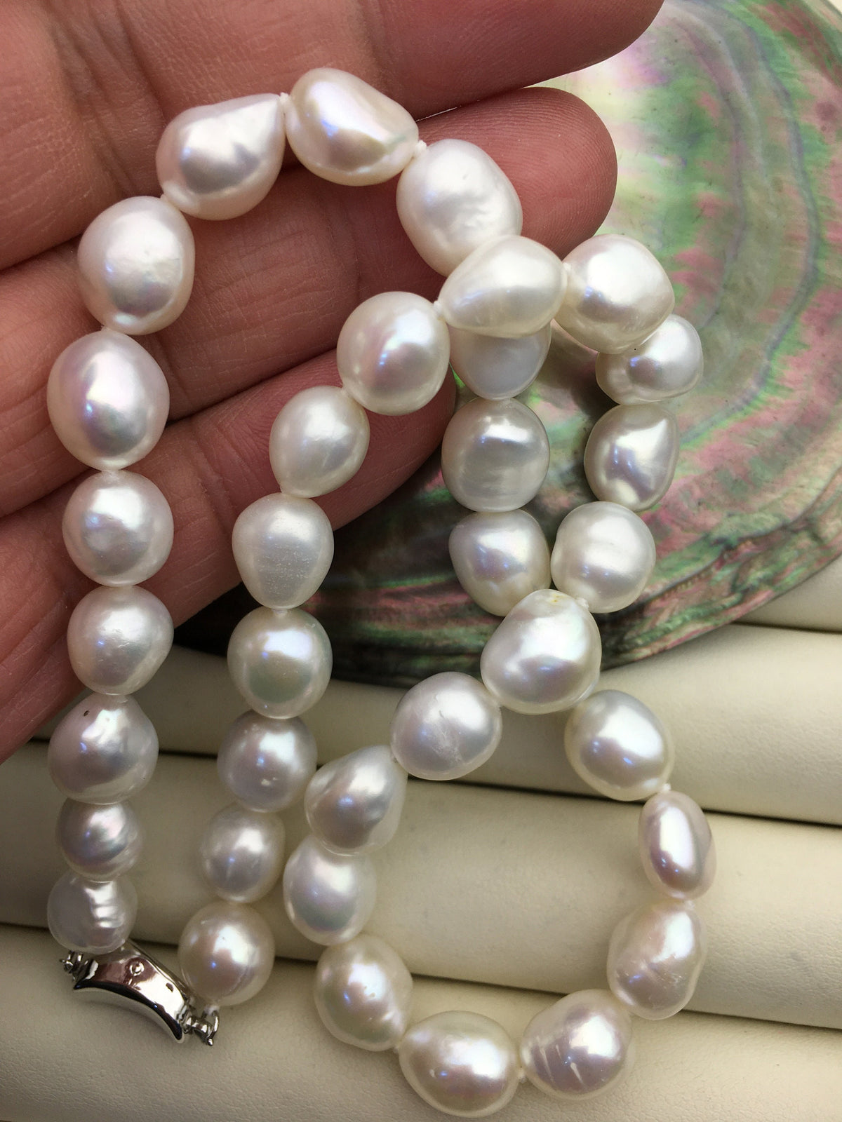 White Nugget Freshwater Pearl Necklace — 10 mm, 17.5 in