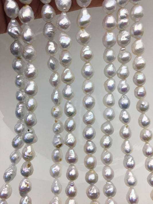 AA 7-8mm white baroque rice freshwater pearls, Cultured white freshwater pearls beads, pearl necklace, pearl wholesale, LR7-T8