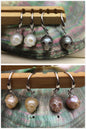 AAA 8mm white/pink/purple/gray/black HandMade Carved Skull Freshwater Pearl Dangle Earrings, Pearl Earrings for Women Girls, SE3-027-3