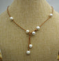 High-Luster White Freshwater Pearl & Light Brown Leather Necklace | Le1-032