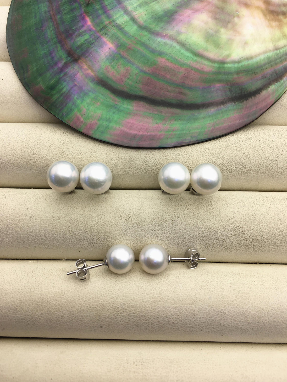 AAA 8-9mm White Round Fresh Water pearl stud earrings, Bridal Earrings-Wedding Jewelry-Bridal jewelry-Birthday gift, SE3-T2
