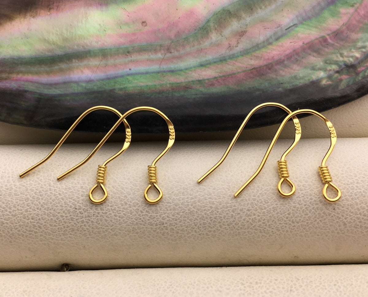 5 pairs 9x15mm Silver/Gold S925 sterling silver Fish Earring Hooks French Wire Hooks Hypo-allergenic Jewelry Findings, ASL-ER-002