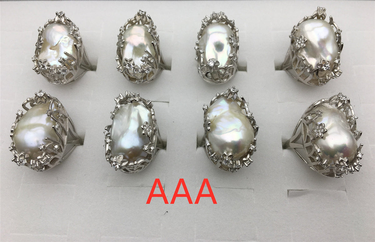 Very Big Baroque Pearl rings,affordable engagement rings,pearl wedding rings,promise rings for her,R1-018