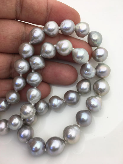 17.5‘’ AA+ 10-12mm gray drop edison freshwater Pearl necklace,genuine freshwater Pearl necklace,NPN1-134