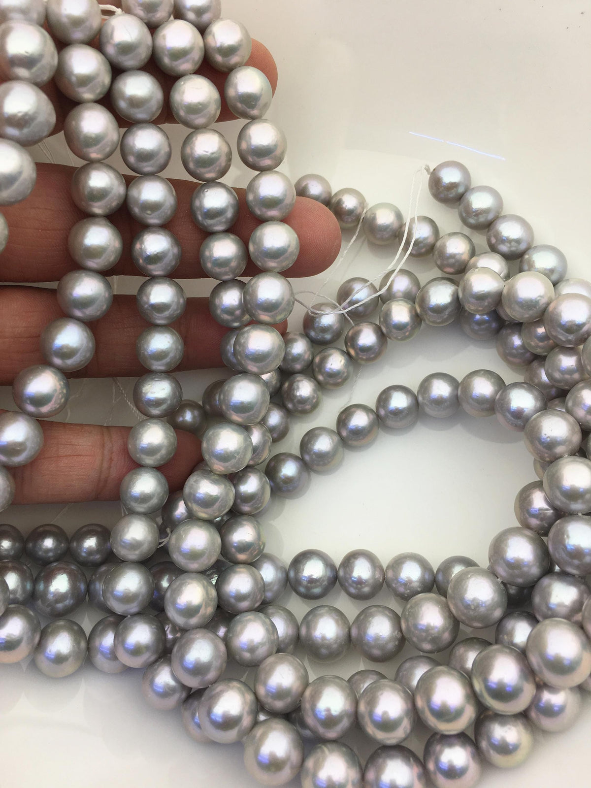 AA+ 10-12mm gray round freshwater pearls, loose pearl beads, round pearl string, pearl necklace DIY jewelry material, RP11-3A-12