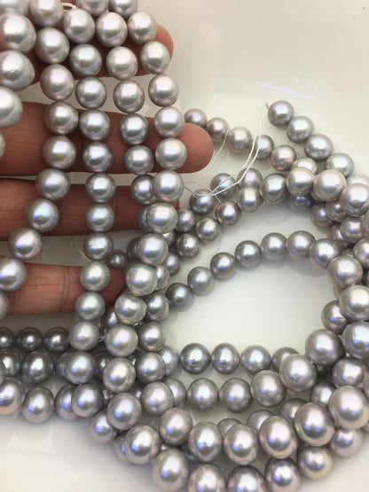 AA+ 10-12mm gray round freshwater pearls, loose pearl beads, round pearl string, pearl necklace DIY jewelry material, RP11-3A-12