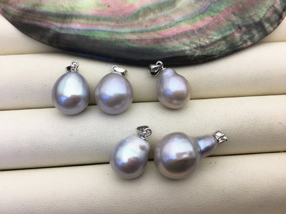 1pc AA+ 11-13mm Big Gray Drop freshwater Pearl pendant,sterling silver,NC1-T52