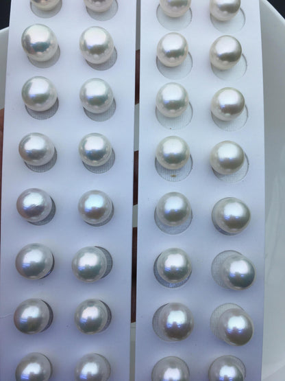 2 pairs AAA 12-13mm White Round edison freshwater pearl,no hole, RP12-3A-1