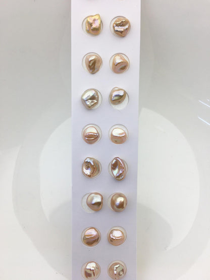 10 pairs AAA 8-9mm Pink Purple keshi pearls Pair, for make stud earrings, baroque pearl, loose pearl beads, no hole, ZS-127-62-38