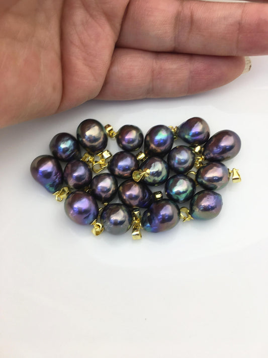 3pcs AAA 10-11mm peaock black green rainbow drop rice edison freshwater Pearl pendant,NC1-033-2