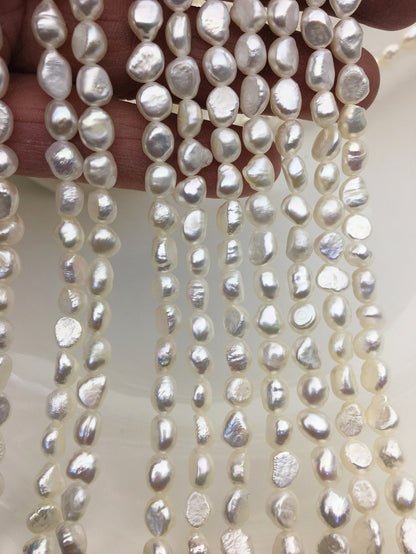 2 Strands AA 6–7mm White Nugget Freshwater Pearls | LM6-2A-5