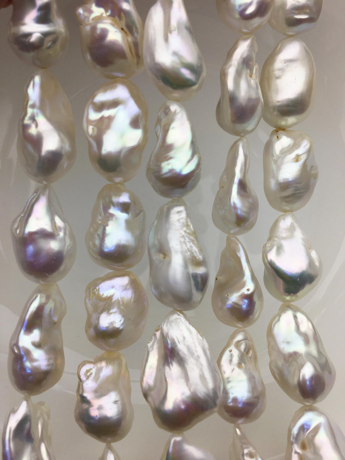 15.5'' AA 14-18mm white flame ball pearl,FL15-2A-5-27