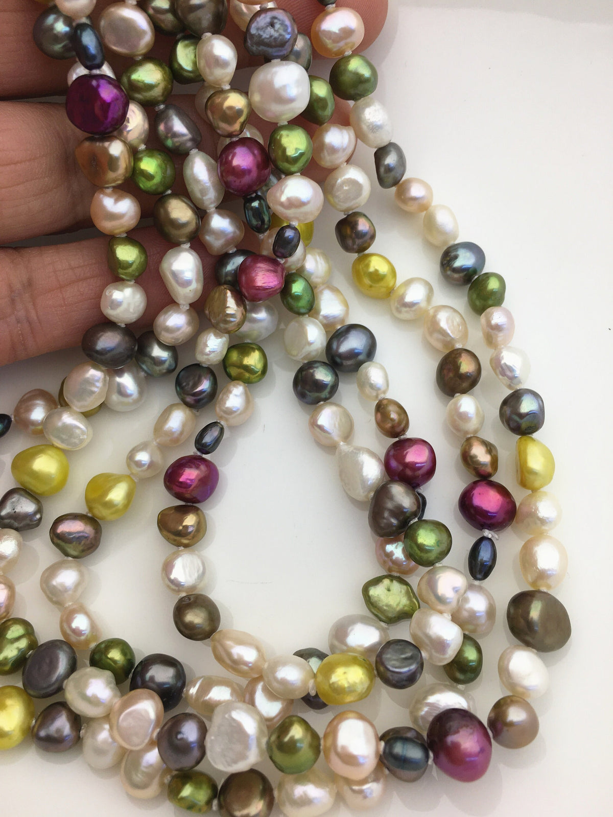 64'' AA+ 4-8mm misc color nugget pearl Necklace,NPN1-117