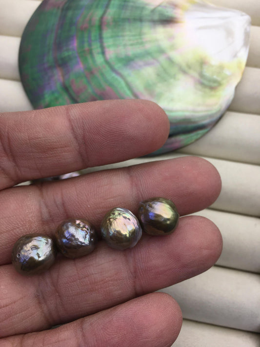 5pairs AAA 11-12mm Gray Bronze baroque edison freshwater pearl Pair,half hole,ED11-3A-2-28