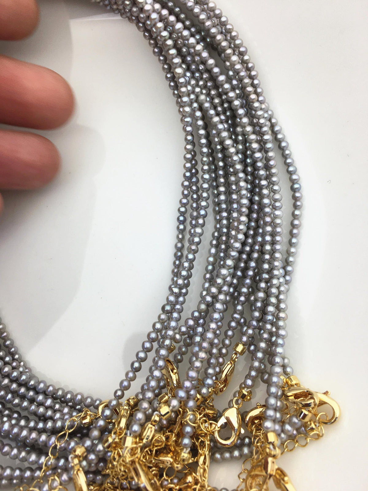 16+2'' AAA 2.5-3mm white tiny small near round pearl Necklace, Wedding Necklace, wholesale, NPN1-T15