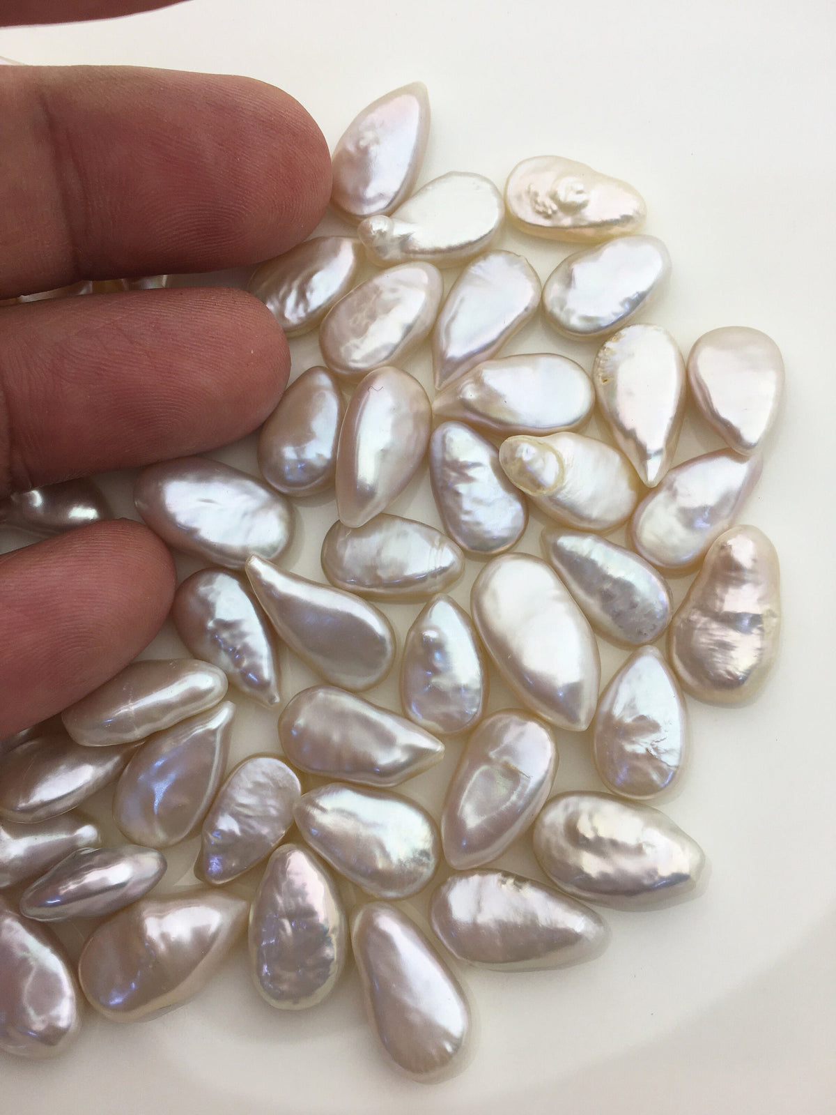 20pcs AAA 8-10mm White Teardrop Coin freshwater pearls,diy bead, no hole,COIN10-3A-1-1