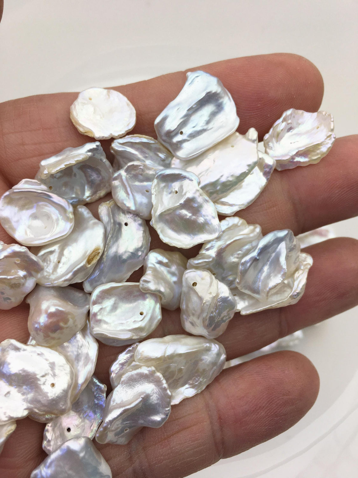92pcs AAA/AA+ 11-14mm keshi freshwater pearls,top side hole,ZS-127-T3