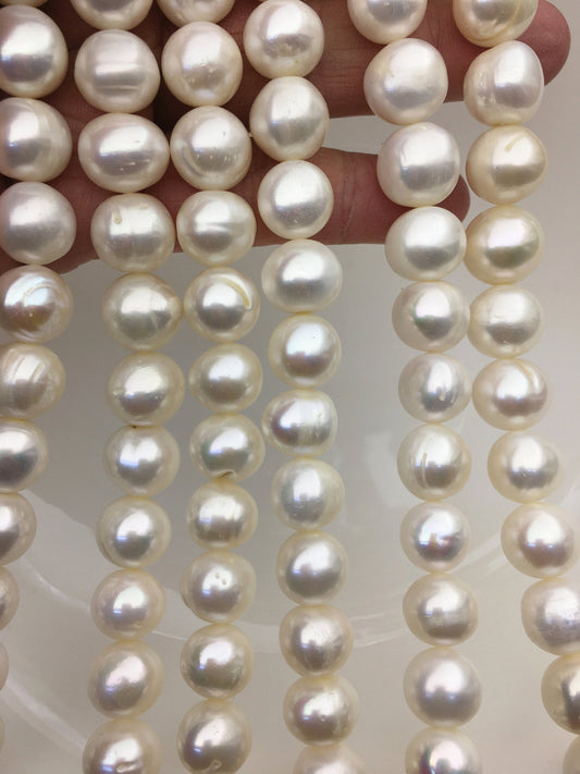 AA 11.5-13mm white near round freshwater pearls,white Pearl necklace, Natural Pearl Necklace,RP12-2A-2